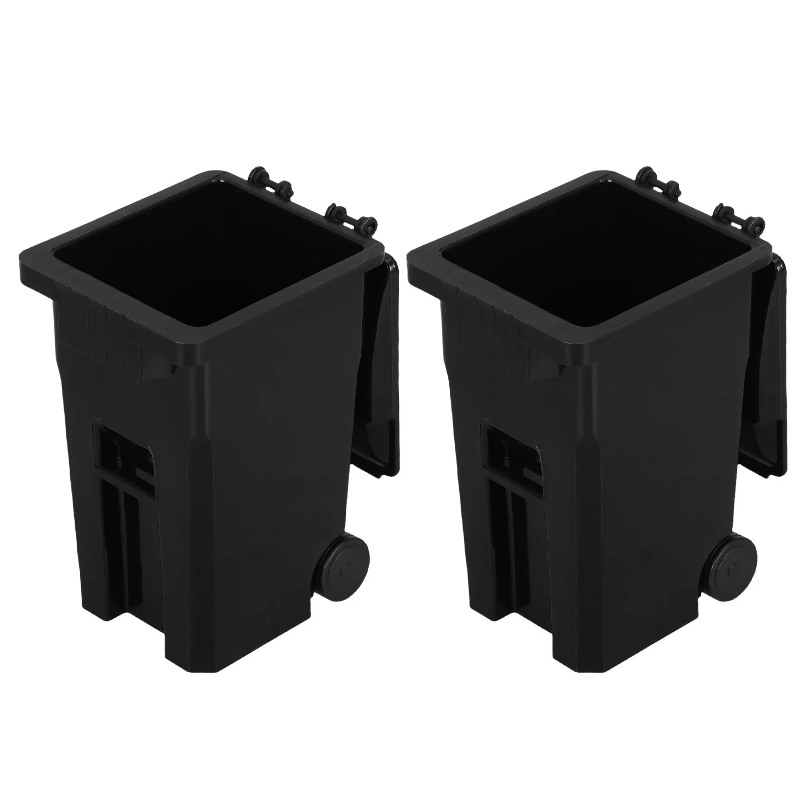 2Pcs Mini Desktop Trash Can Covered Compact Plastic Waste Basket Small Garbage Bin Office Tabletop Storage Organizer