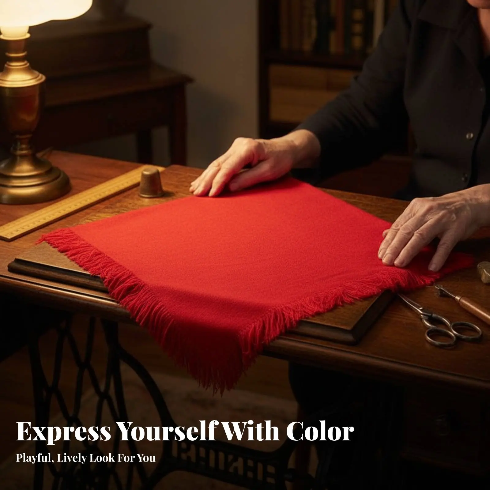 

Embroidered Ethnic Headscarf, Square Scarf for Middle-Aged Women, Windproof, Warm, Labor Protection, Versatile
