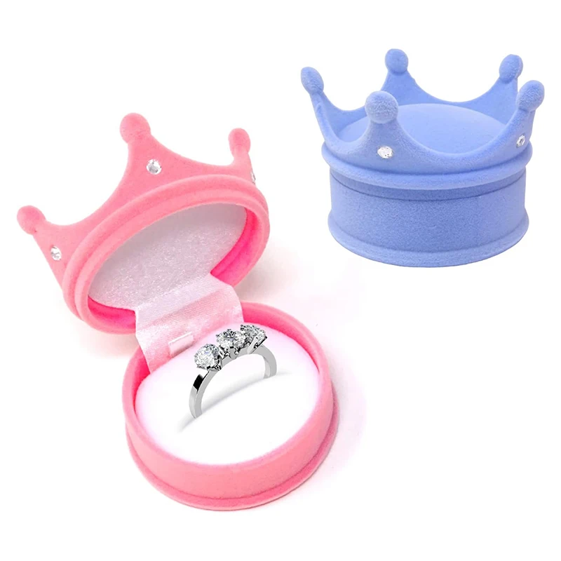 

1 шт., бархатная коробка для колец, 4 цвета, форма короны, чехол для хранения ювелирных изделий, органайзер для дисплея ювелирных изделий, коробка для свадьбы, помолвки