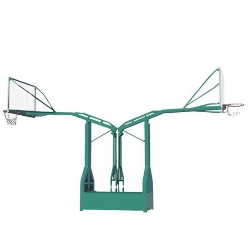 

Outdoor Swan-style double-arm basketball hoop Mobile standard adult basketball hoop with tempered glass backboard