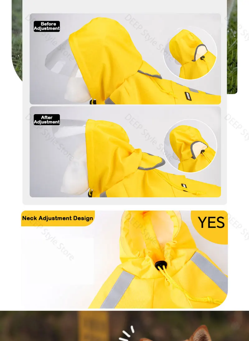 2026 Neuer Wasserdichter Reflektierender Hunde-Regenmantel mit Kapuze, Leichter Sommer-Regenponcho für Welpen, Outdoor-Regenjacke für Kleine Hunde – Detail 10