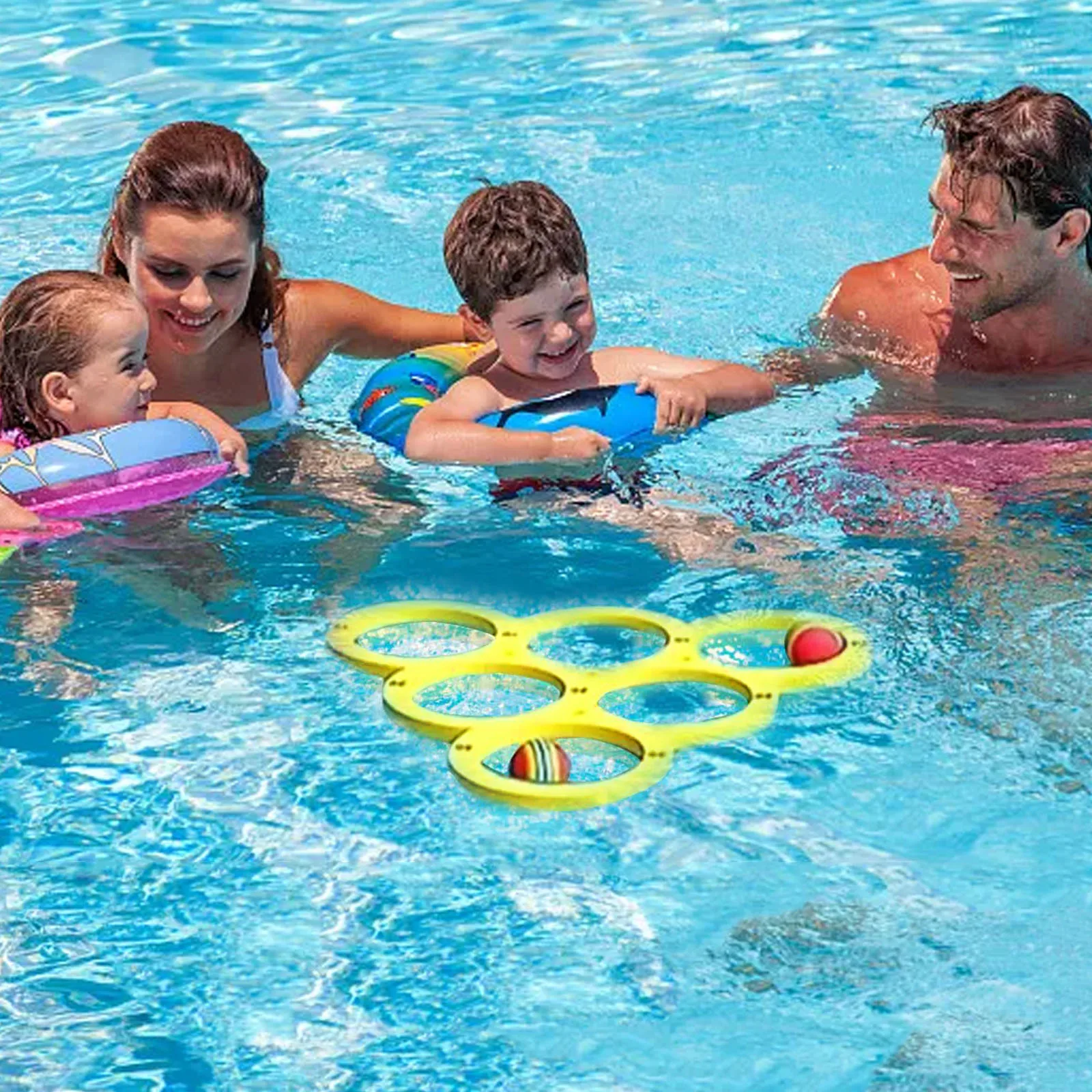 Fun Pool Floating Ring Toss Game Set Perfect For Family Swimming Fun Interactive Inflatable Pool Toy Ring Toss With Colored Ball