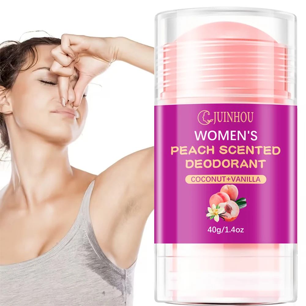 JUINHOU 40gWomen's Peach Deodorant Stick/Antiperspirant Light Peach Scent Moisturizing Easy to Carry Suitable for Everyone