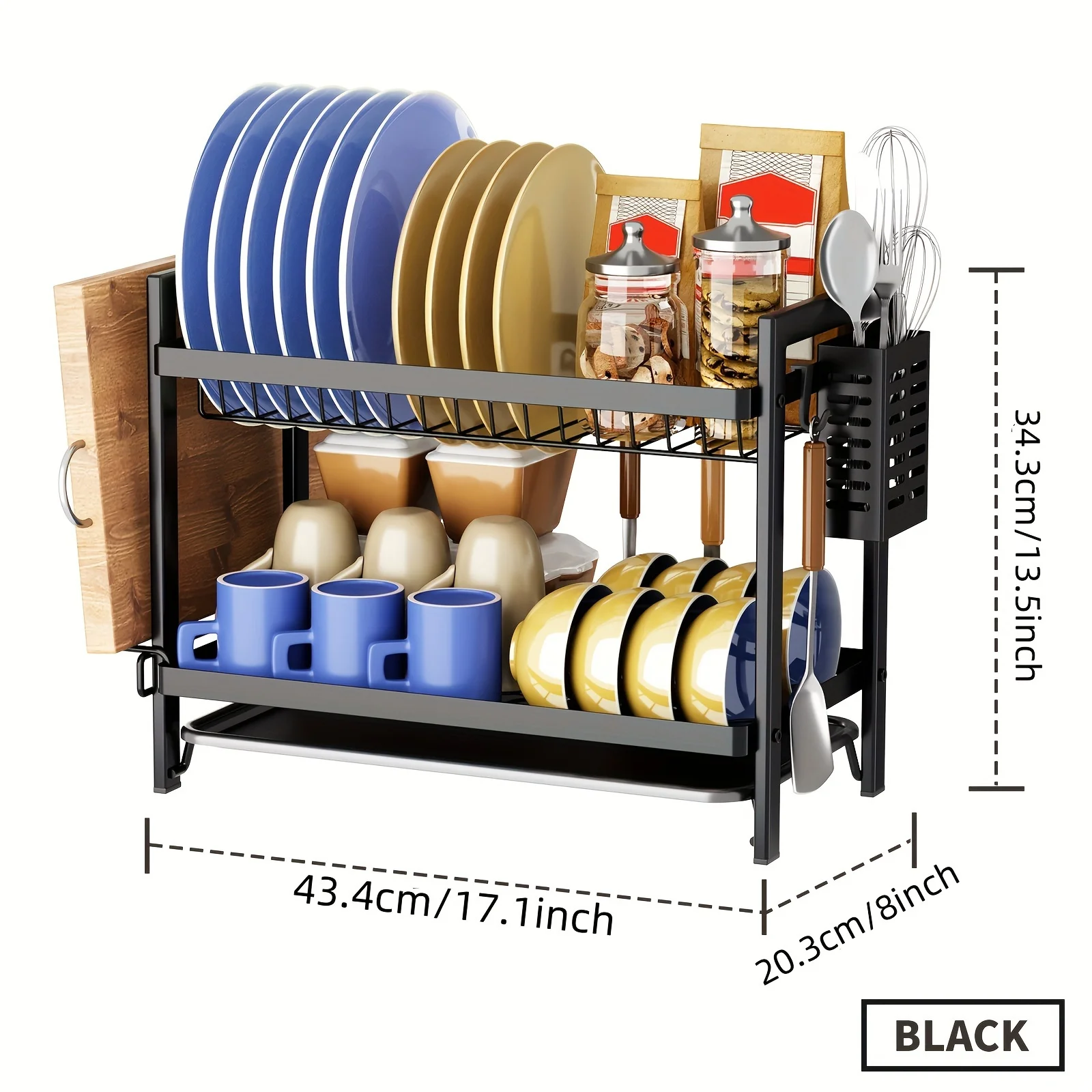 Dish Drying Rack, 2 Tier Large Capacity Dish Rack, Countertop Household Durable Dish Storage Holder, Dish Organizer For Kitchen