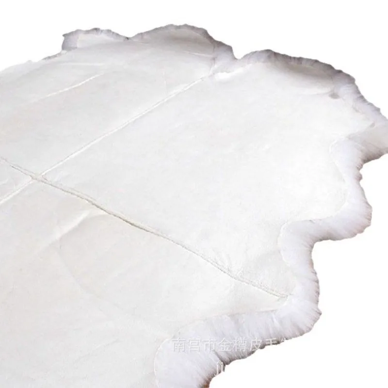 

6P whole sheepskin bay window mat solid color wool carpet floor mat