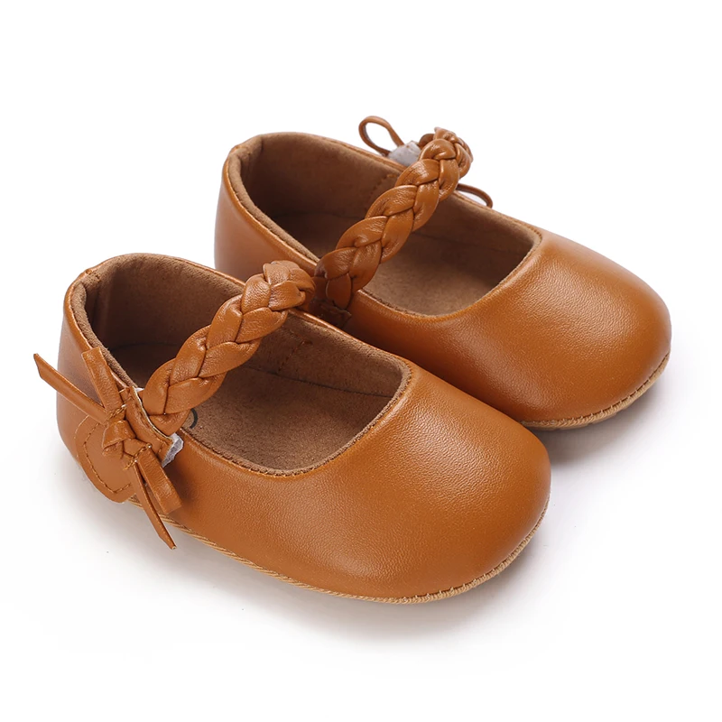 Cute Baby Casual Shoes Baby Bow Anti slip Rubber Soft Sole Flat Shoes PU First Walker Newborn Bow Decoration Mary Jane