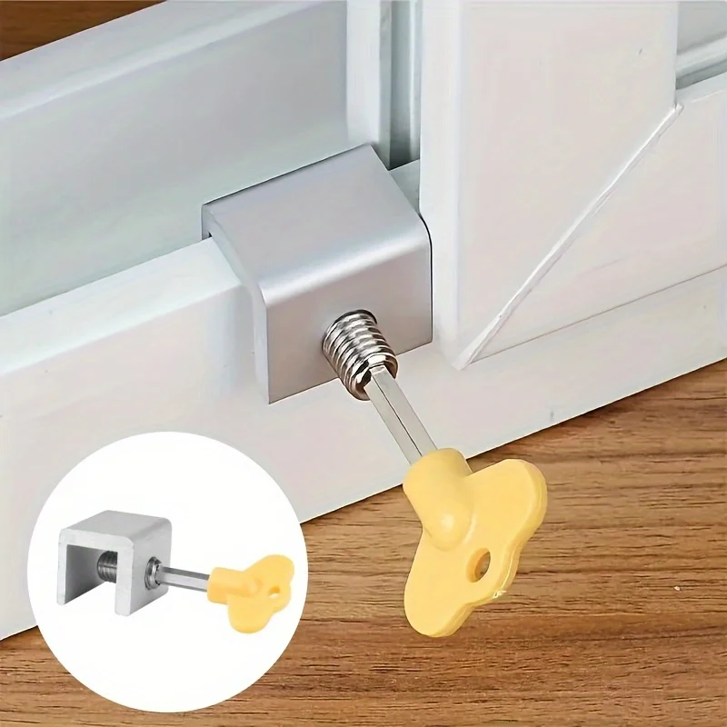 

9Pcs/3Sets Door & Window Limit Clamps Sliding Window Locks with Protective Pads Key Lock