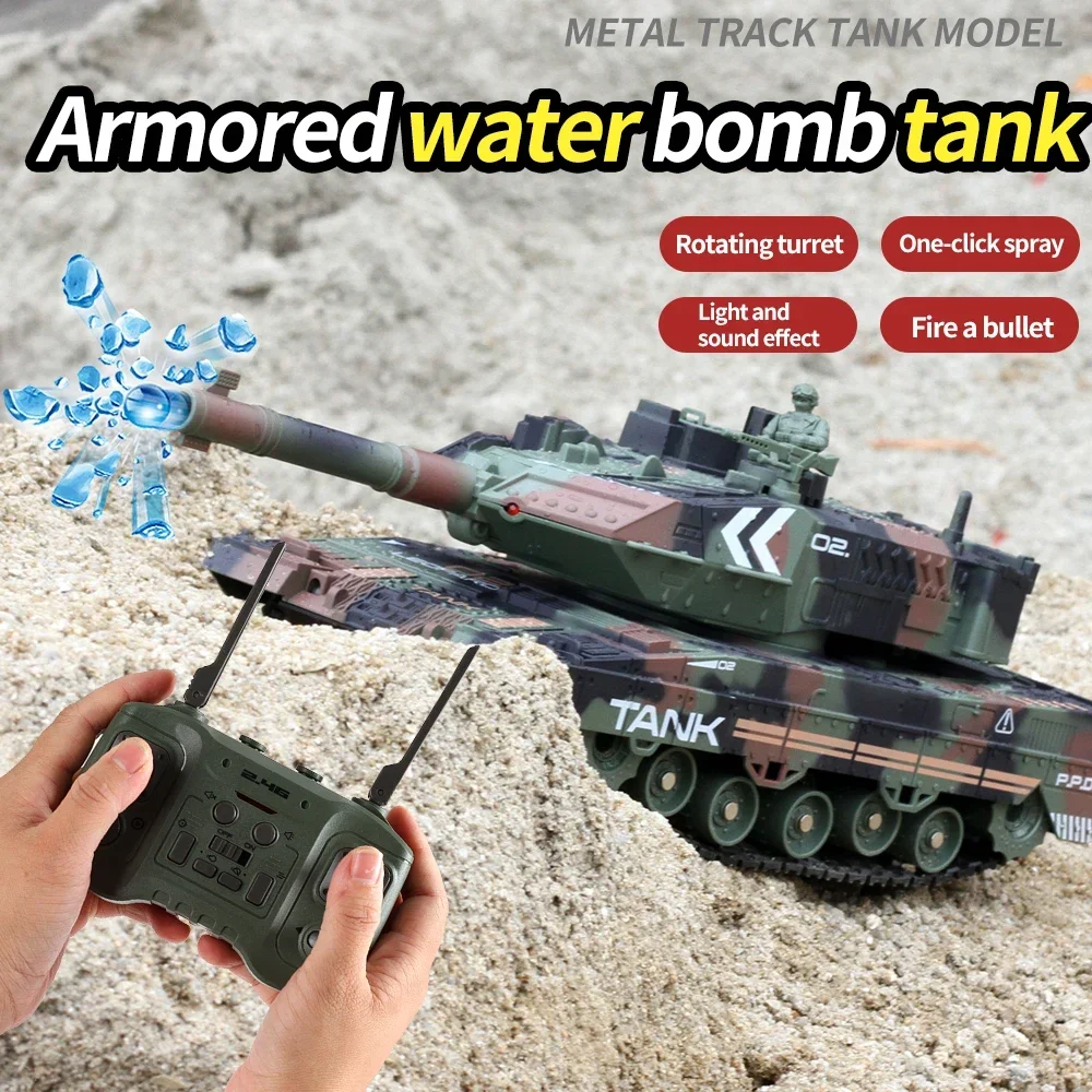 Remote Control Car Water Bomb Outdoor Indoor Boy Toy 2.4G Tank Car Tracked Charging Wireless Electric Off-road Tank Toy