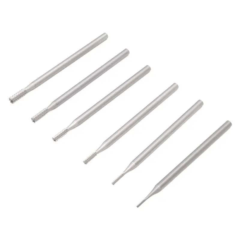 [A92P!】 6Pcs Cylinder Shape Jewelry Burr - 3/32Inch Shank Cylindrical Cross-Cut Burs Lapidary Setting Tools