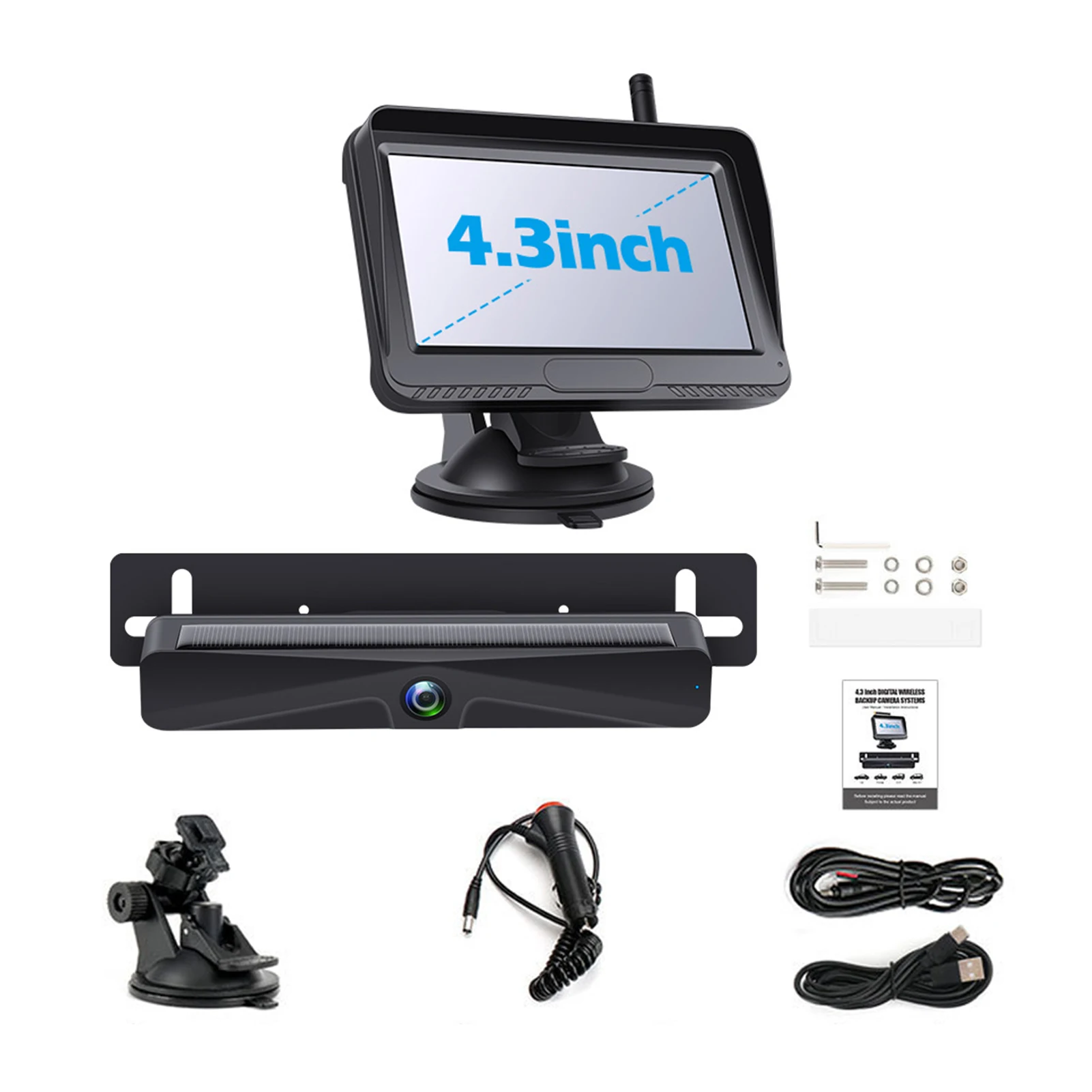 

Solar Wireless Backup Camera Moni-tor Reversing Moni-tor Car Reversing Moni-tor HD Screen