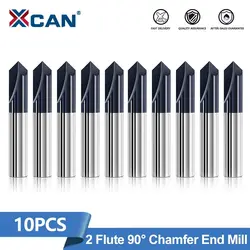 XCAN 챔퍼 엔드 밀, 90 도, 6mm, 2 플루트 챔퍼 커터, 챔퍼 라우터 비트, 카바이드 엔드 밀, CNC 기계 밀링 커터