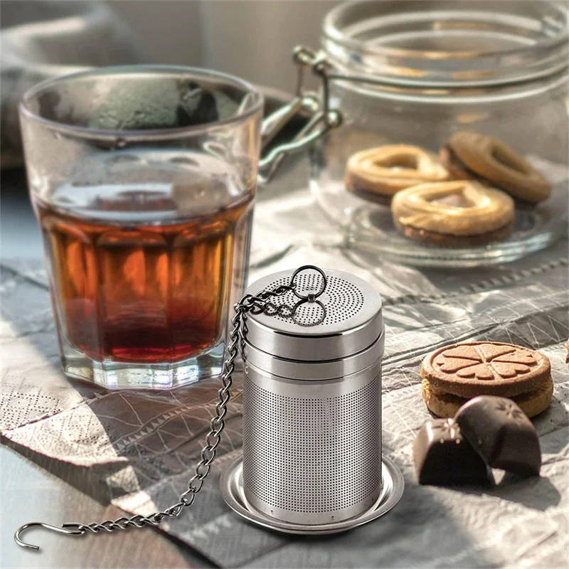 Stainless Steel Tea Filter Set with Base And Hanging Chain 3