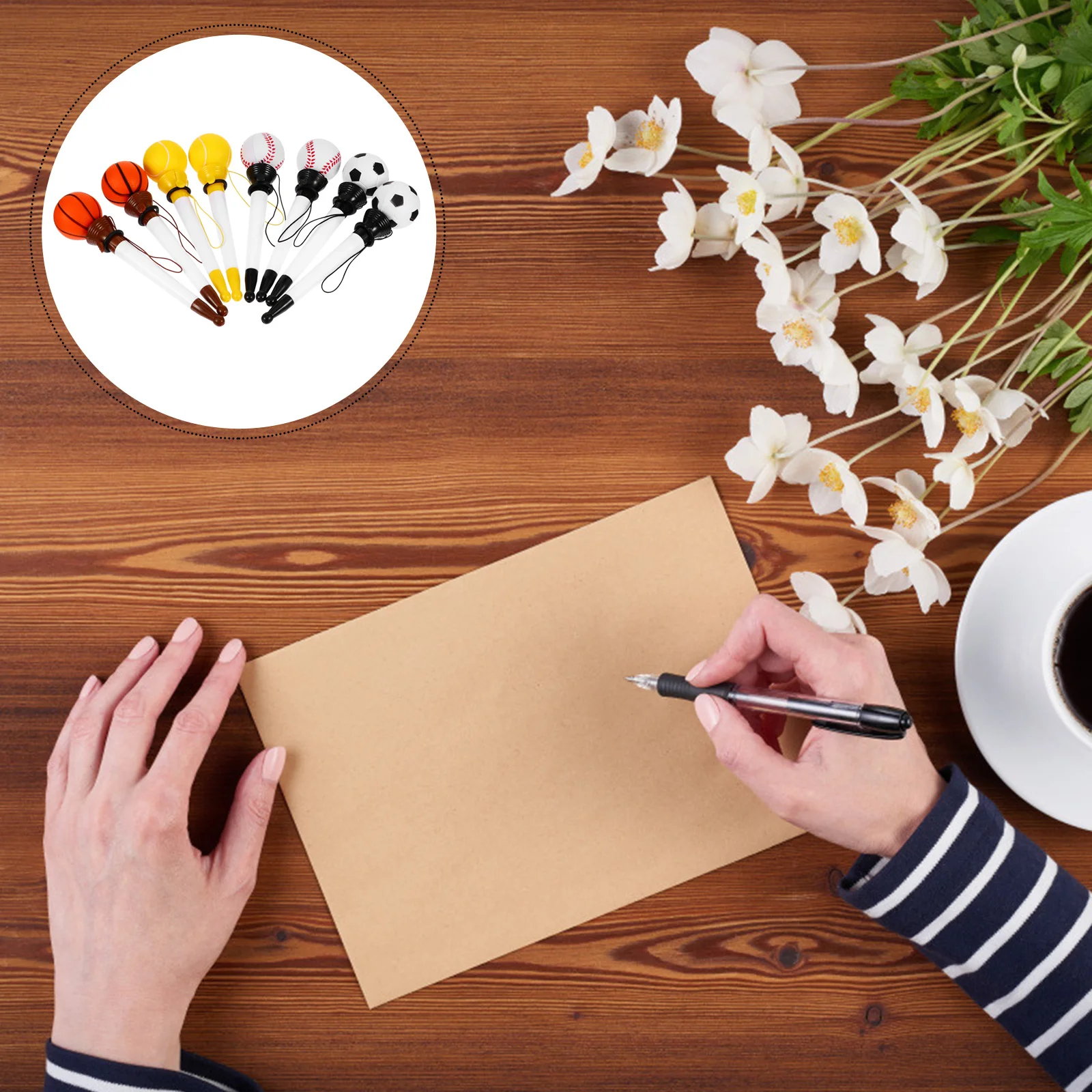 

8pcs Bouncing Ball Gel Pens Cartoon Theme Writing For Student School Stationery Kids Coloring Journaling Gift Plastic Ballpoint