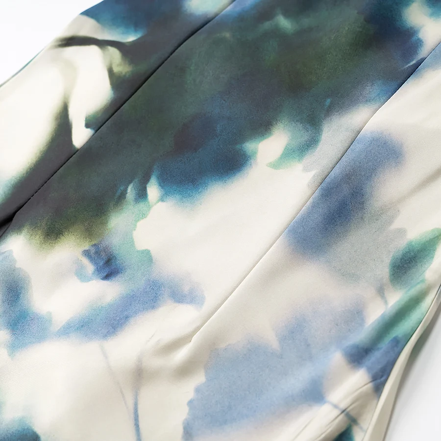 JNLEAOG Autumn New Women's Silk Satin Print Midi Dr High Waist Straight Tube Summer Busin Casual round Ne Dr