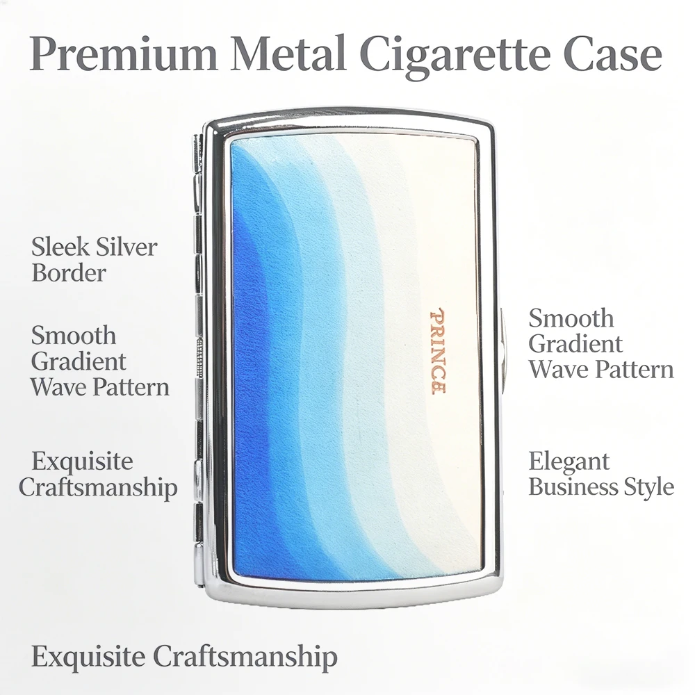 

Prince Gradient Blue Cigarette Case, Portable Pocket Design, Anti-Loss, Stylish Smoking Accessory for Daily Use & Gifting