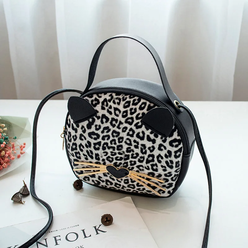 Moneta torebka dziewczyny kobiety nowy mały koreański Crossbody na ramię śliczne moda okrągła torebka hurtownia tygrys z kreskówek Leopard torby na koty