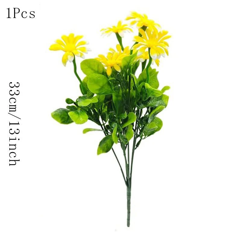 33 cm künstliche Blumen, Gänseblümchen, UV-beständig, farbecht, Kunststoffpflanzen, Heimdekoration, Fenster, Hochzeitsdekoration, Neujahr, künstliche Blumen – Detail 12