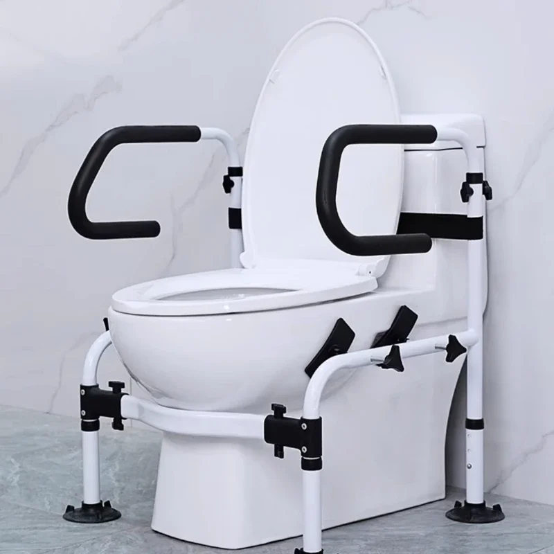 Carbon Steel Bathroom Toilet Support Bar  Anti-Tip Toilet Assistance Frame Stable Stand-Up Aid, Anti-Stumbling Rotating