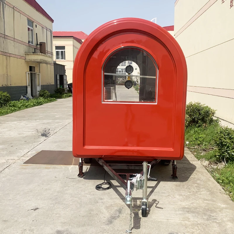 Retro Classic Pizza Food Trailer Mobile Ice Cream Hot Dog Cart Large Space Enclosed Food Truck