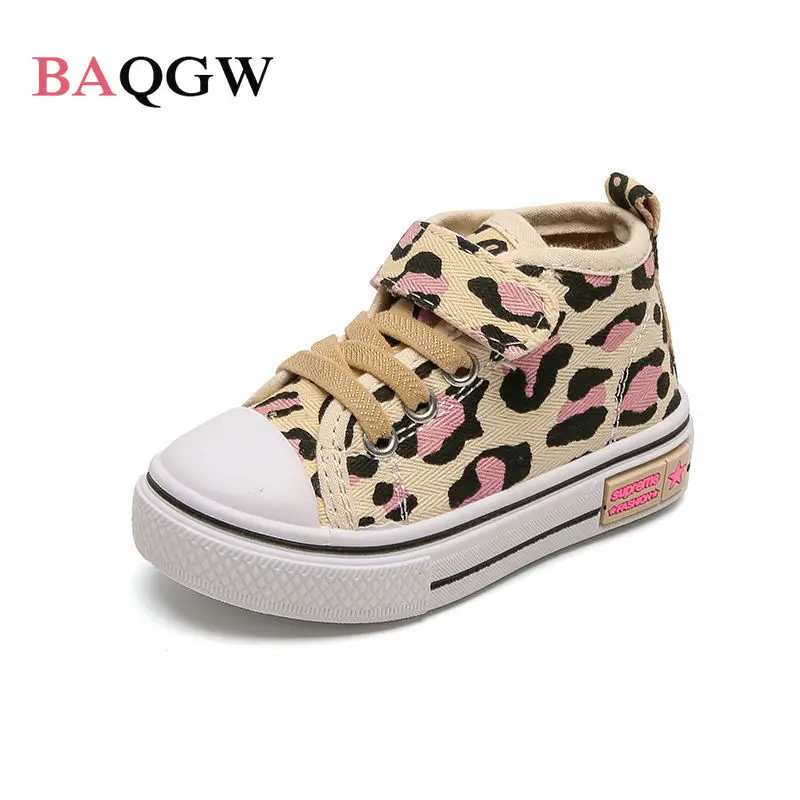 Autum Girls Shoes Leopard Children Casual Canva Boots Shoes Baby Toddler Shoes Little Kids Princess Girl Fashion Soft Sneakers