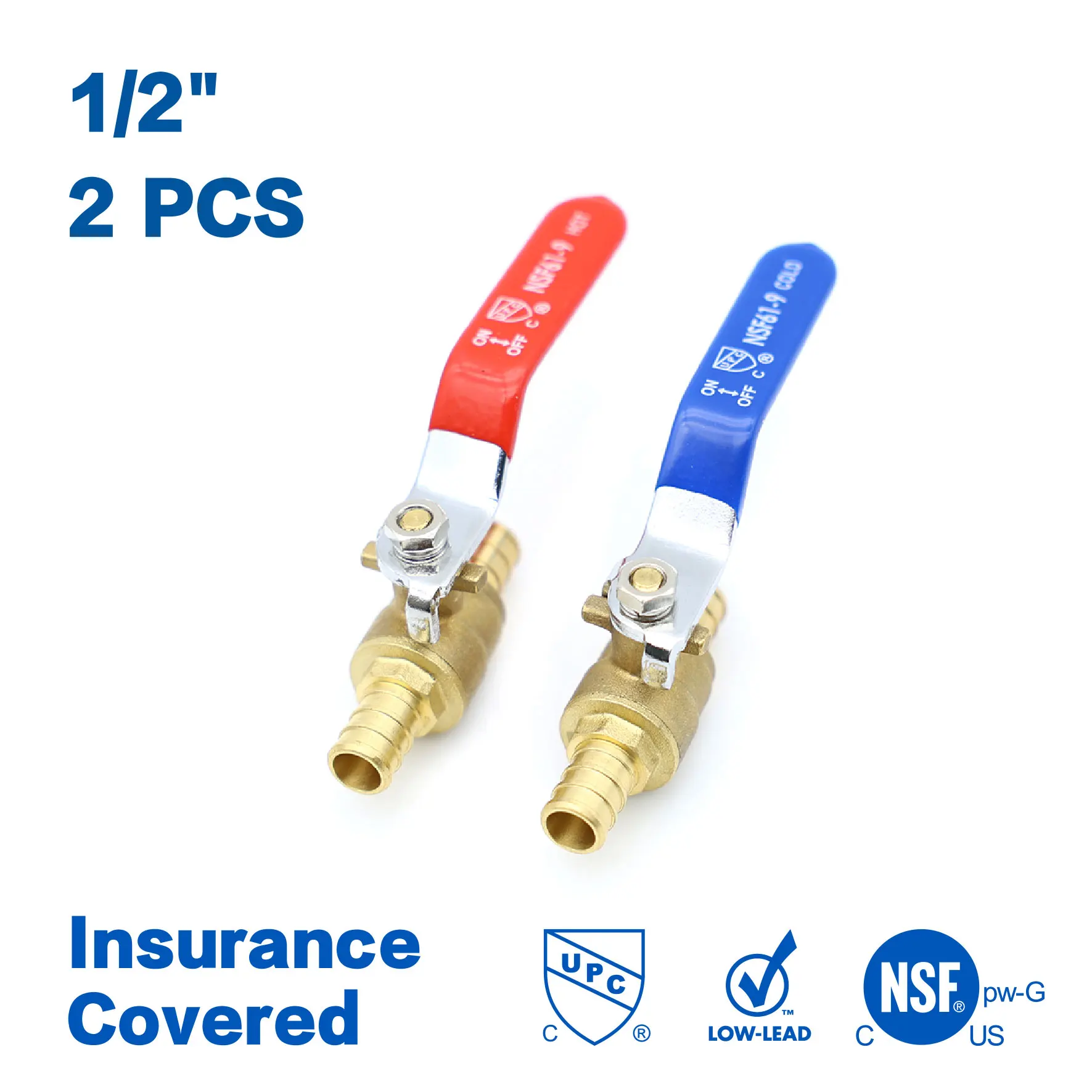 

KING SMART 1/2" Crimp/F1807 Полнопроходной шаровой кран PEX; для системы горячей и холодной воды; 2 шт./корпус; 80401