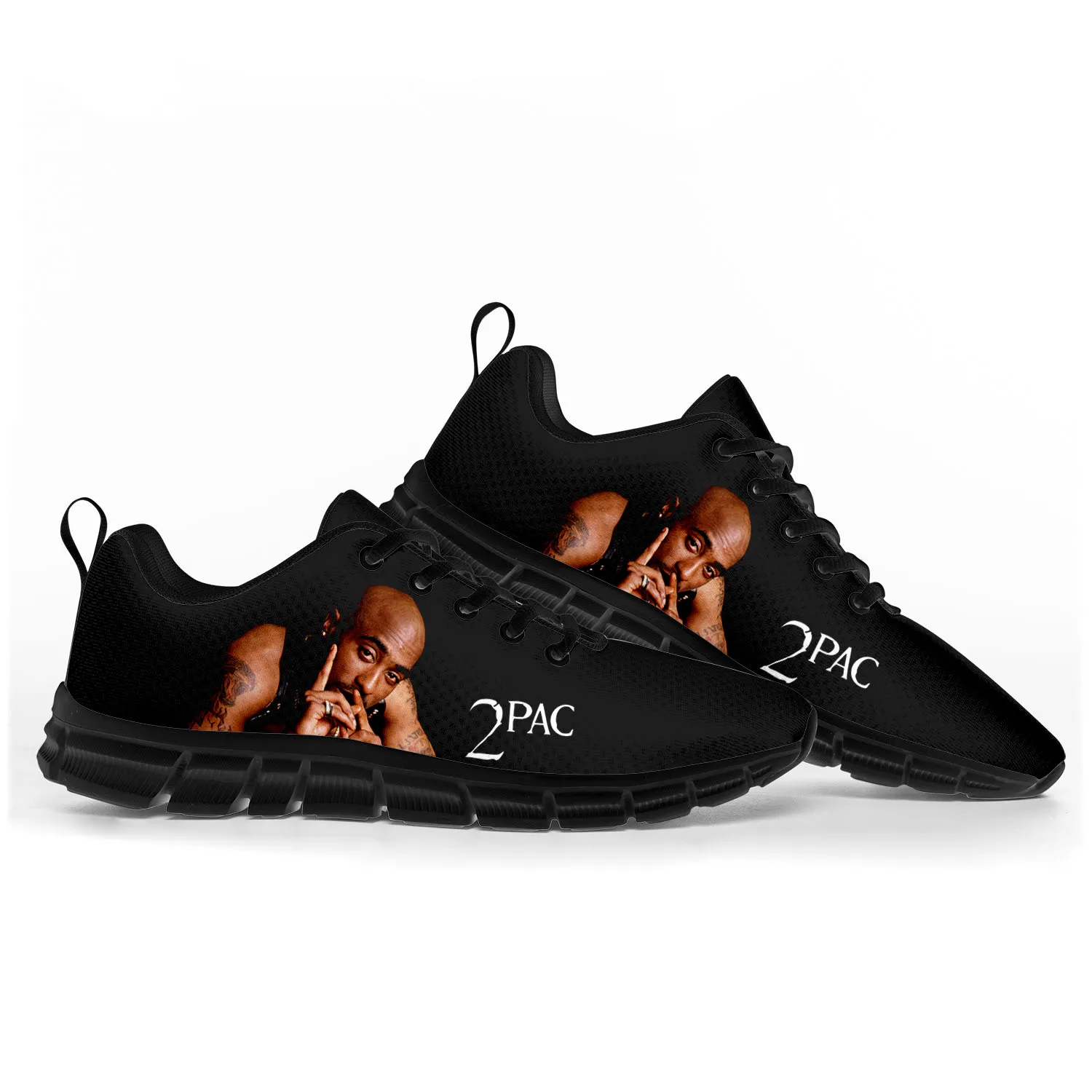 2Pac Hip Hop Rapper Tupac Sports Shoes Mens Womens Teenager Kids Children Sneakers Custom High Quality Couple Shoes Black