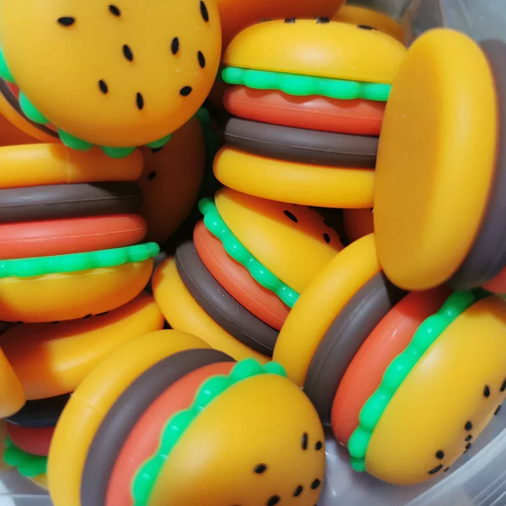 10 قطعة همبرغر شكل سيليكون الجرار 5 مللي جرة حاوية غير لاصقة زجاجة كريم صندوق تخزين ماكياج النفط الشمع علبة مستحضرات التجميل التدخين