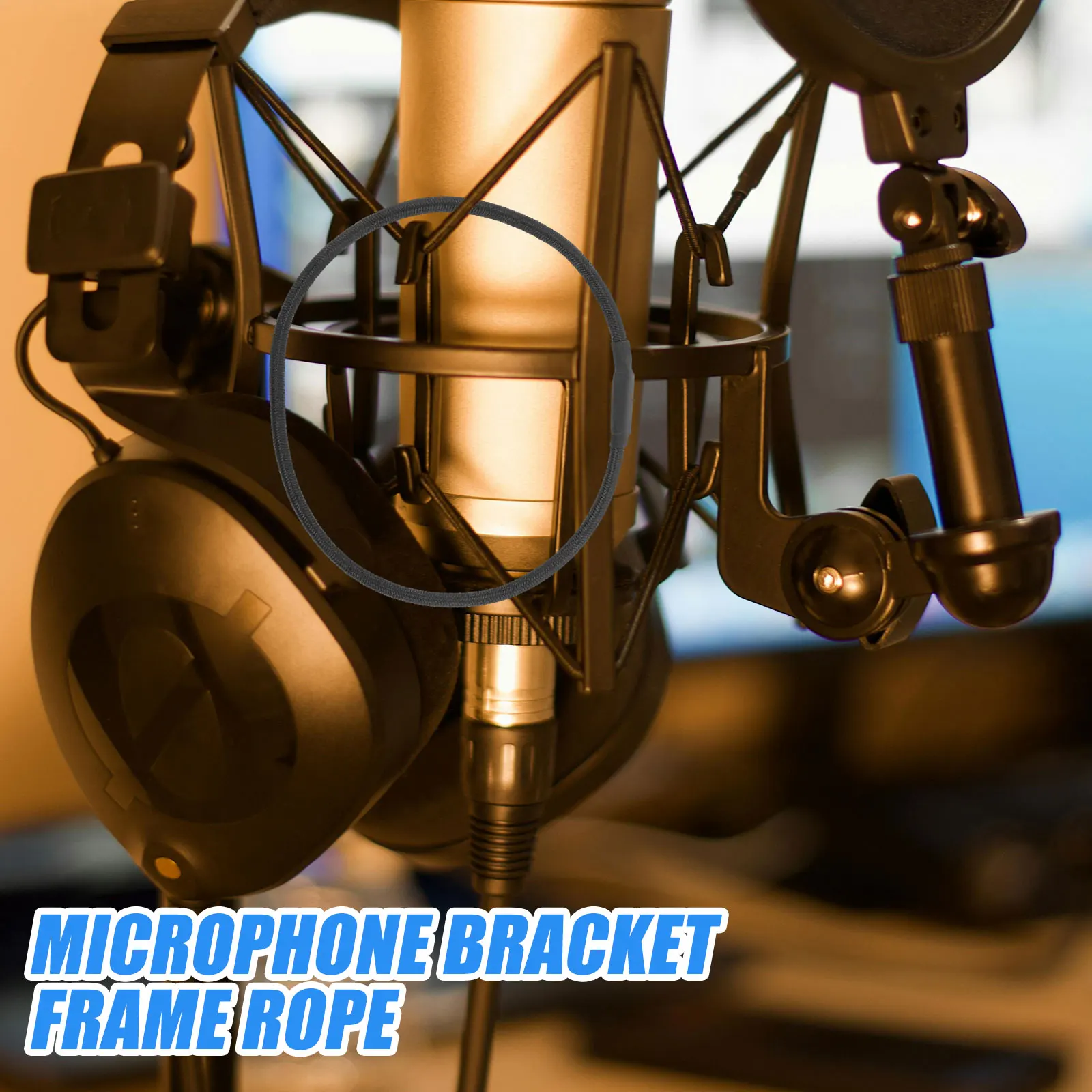 10Pcs Microphone Shock Mount Kit - Rubber Rope Clip Adapter for Condenser Mics, Desktop Stand Holder with Anti-Vibration