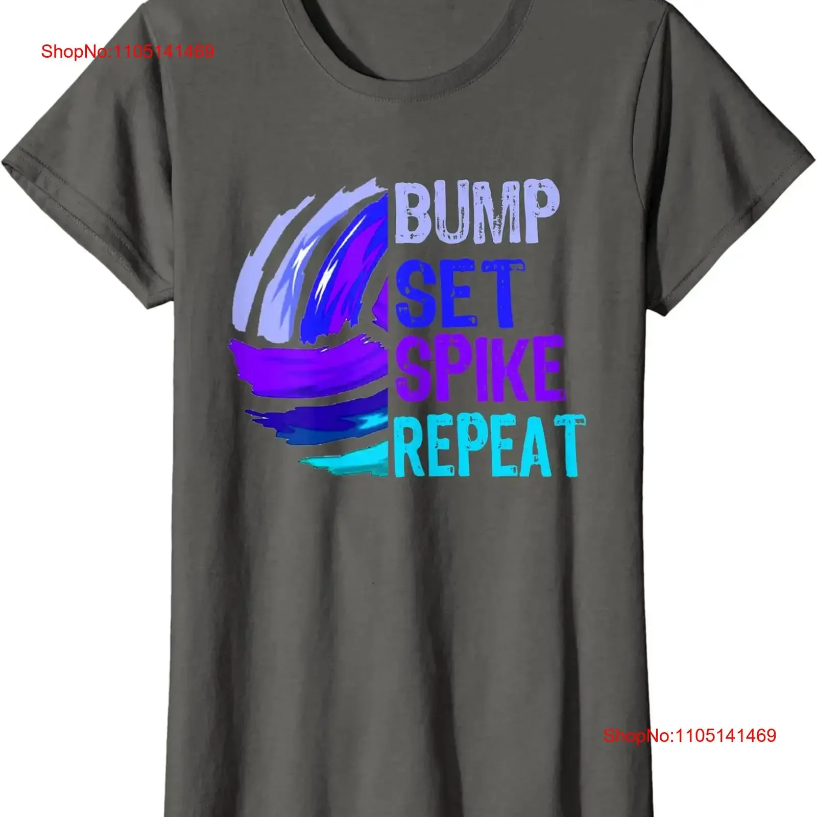 

Girls Volleyball Bump Set Spike Repeat Blue Purple Ladies' Crewneck T Shirt vintage Washed streetwear Versatile