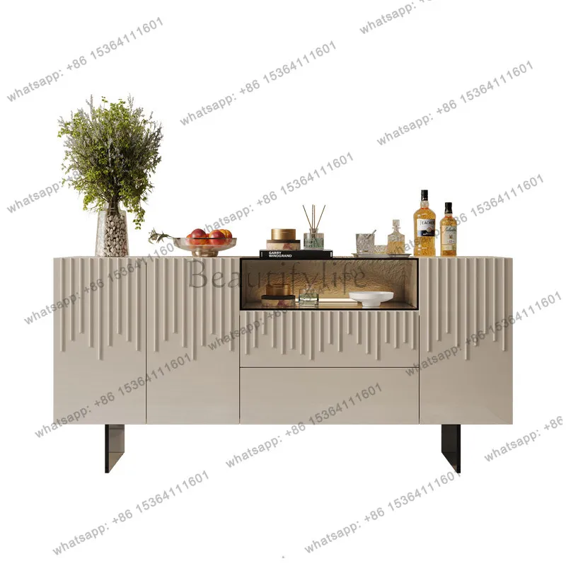 

Italian minimalist paint dining side cabinet villa high-end glass porch cabinet light luxury home