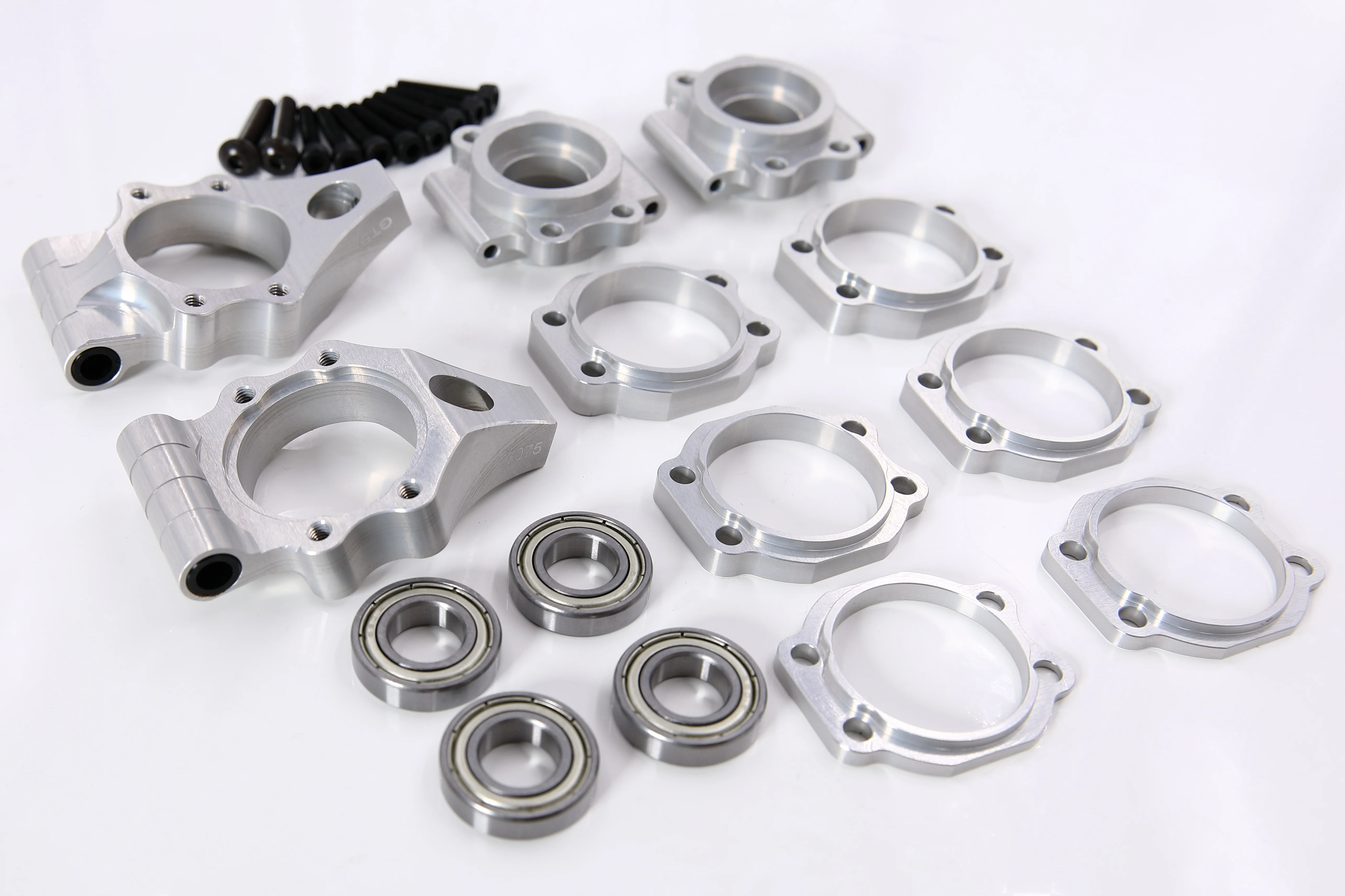 GTBRacing CNC 알루미늄 7075 T6 후륜 허브 캐리어 세트, 1/5 RC 자동차용, hpi km rv baja 5B ss 5sc 업그레이드 부품 (실버/주황색)