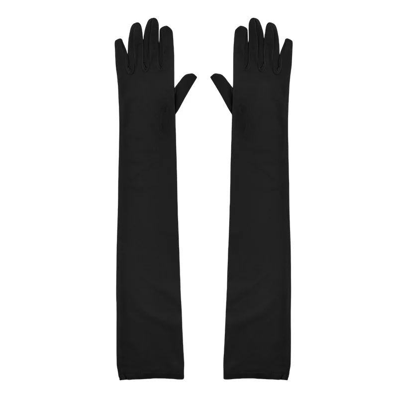 Gloves Women Sheer Extra Long Black High Elastic Lace Semi Transparent Opera Evening Banquet Mesh Breathable Soft Comfortable