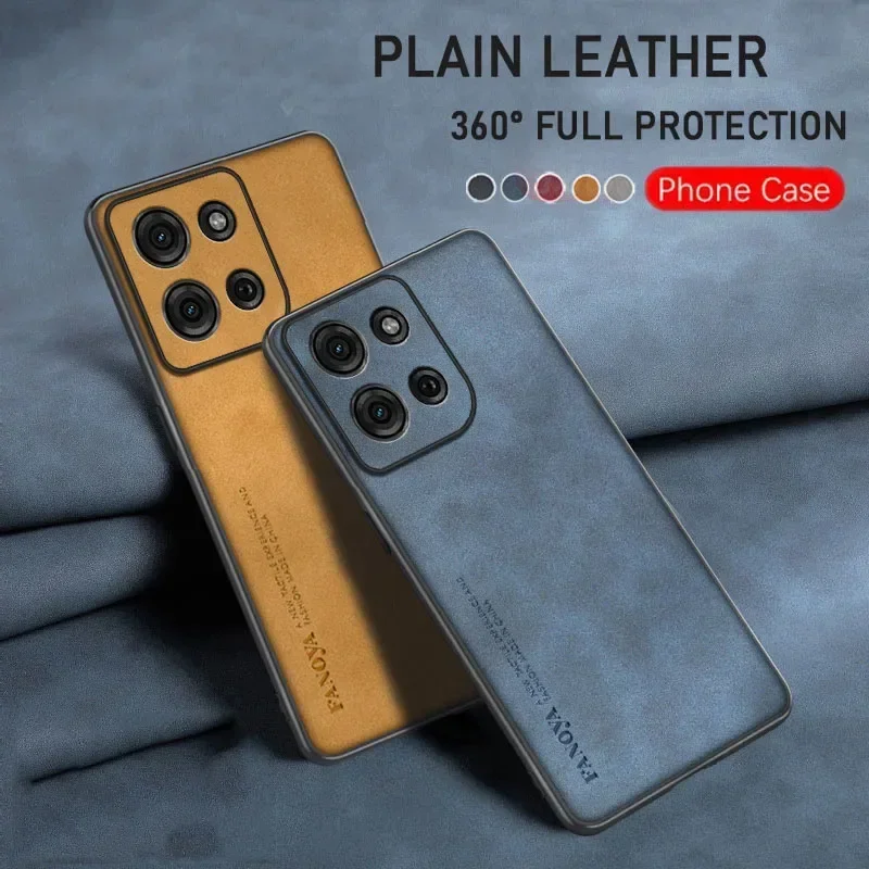 Hülle für Motorola Moto Edge 60 Fusion, luxuriöse Schaffell-Leder-Handyhülle für Moto Edge 60 Stylus 50 Fusion Edge 50 mattes Silikon – Detail 5