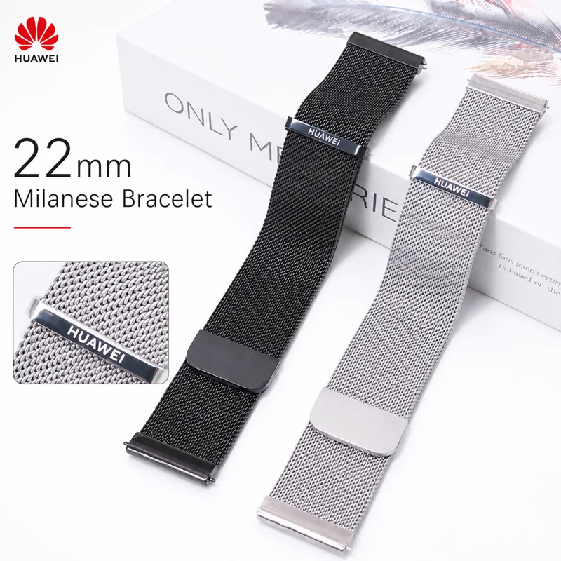Original Huawei 22mm Milanese Bracelet for Huawei GT 2 3 4 5 6 7 46mm Runner Buds Double Magnetism Stainless Steel Watch Strap