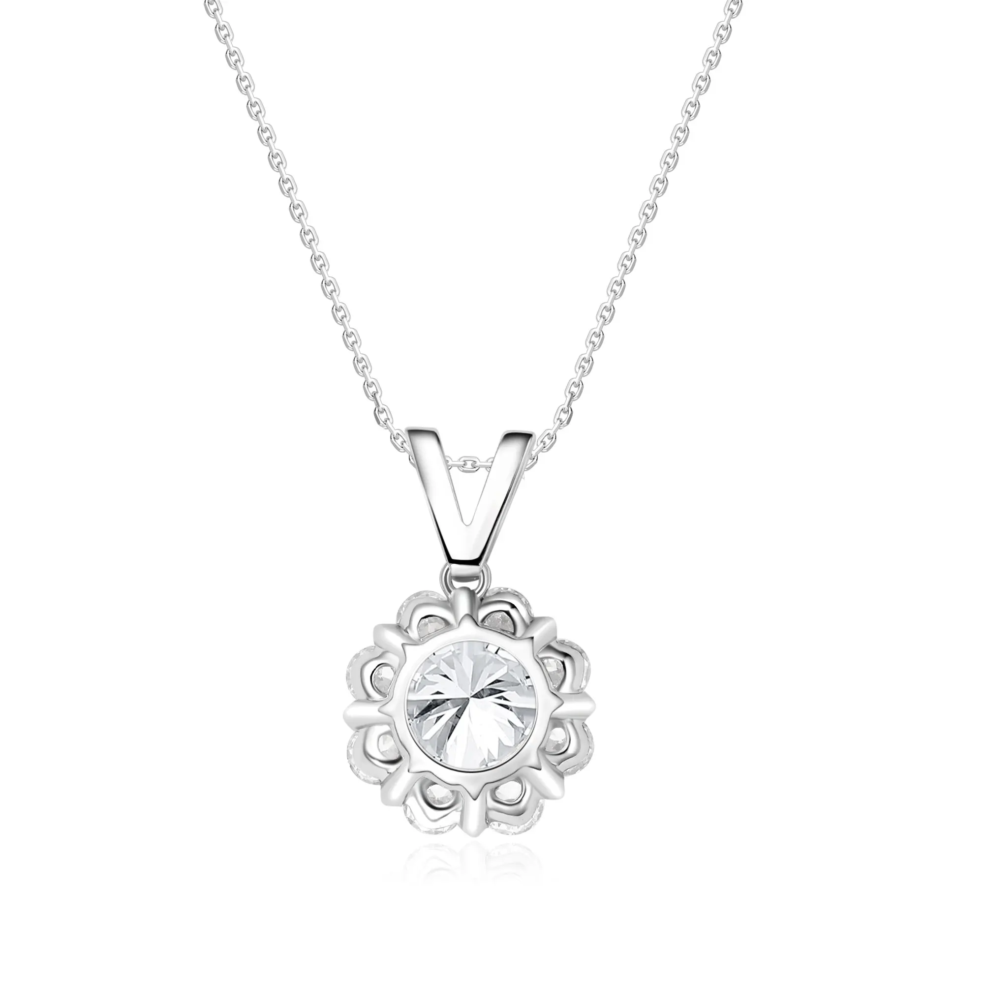 NGIC/NGTC 0.5/0.6/1ct New Design Lab Grow Diamonds Pendant Flower 18K White Gold Necklace Pendant Wedding Jewelry