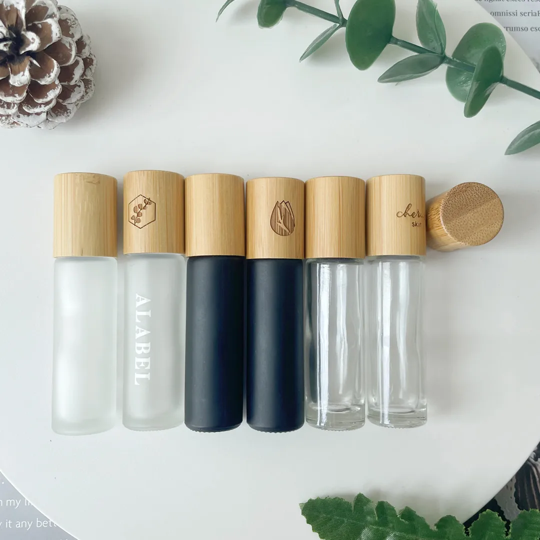 10ml Refillable Glass Essential Oil Roll on Bottle with Steel Roller Ball Empty Perfume Skincare Lip Oil Makeup Travel Container