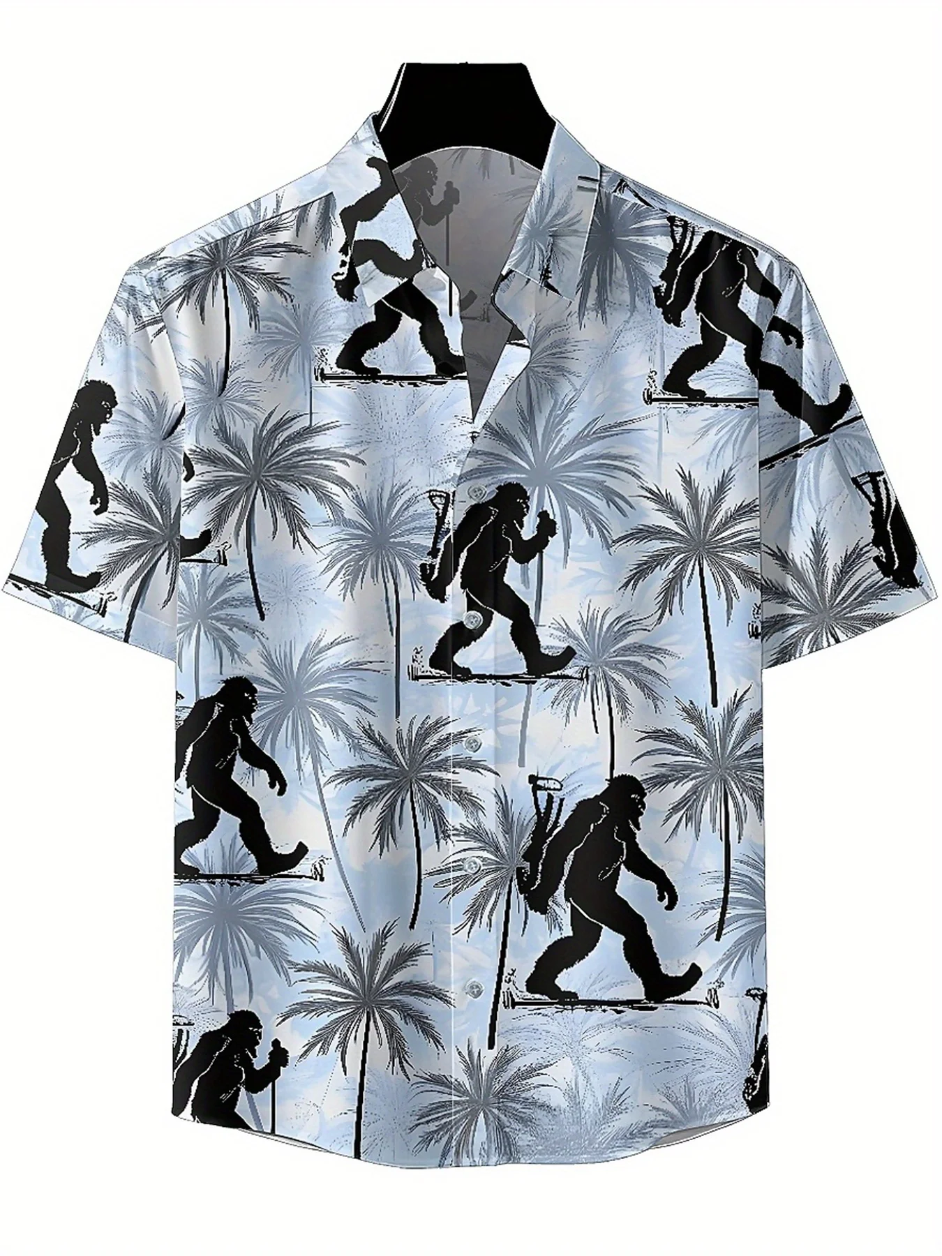 Men's Plus Size Hawaiian ShirtsSnowman Hiking Adventurepattern,Premium Comfort Youth Clothes,Streetwear Y2K Tops