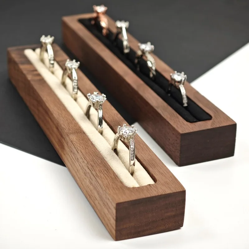 

Ring Jewelry Display Stand Wooden Rings Organizer Holder Jeweler Storage Showcase Tray Large Capacity Rings Jewellery Pallet