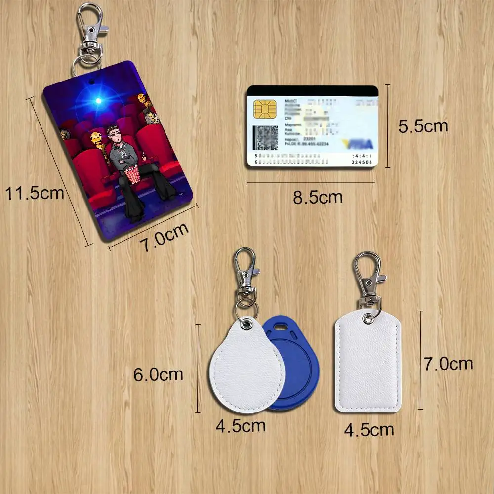 cool Kileros Anuel AA Rectangle ID Card Case Keychain Access Card Bag Key Tag Ring Leather Card Holder Key Ring Access