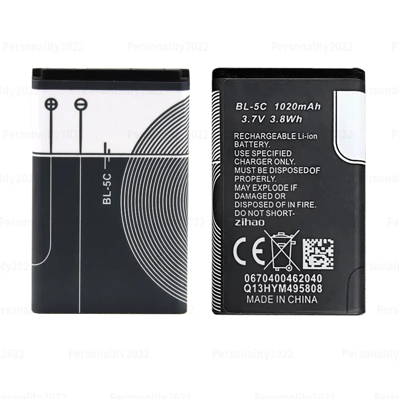 BL 5C Battery 1020mAh BL5C Rechargeable Li-ion Batteries for Nokia n72 e50 e60 2300 2600 1112 3120 6230 3100 c2-01 Mobile Phone