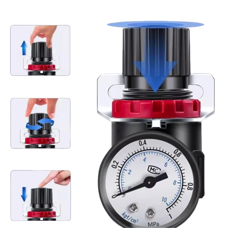 EU AR2000 1/4" Thread BSP Pneumatic Air Compressor Pressure Regulator Reduction Valve 4MM 6MM 8MM 10MM 12MM Connector Fittings