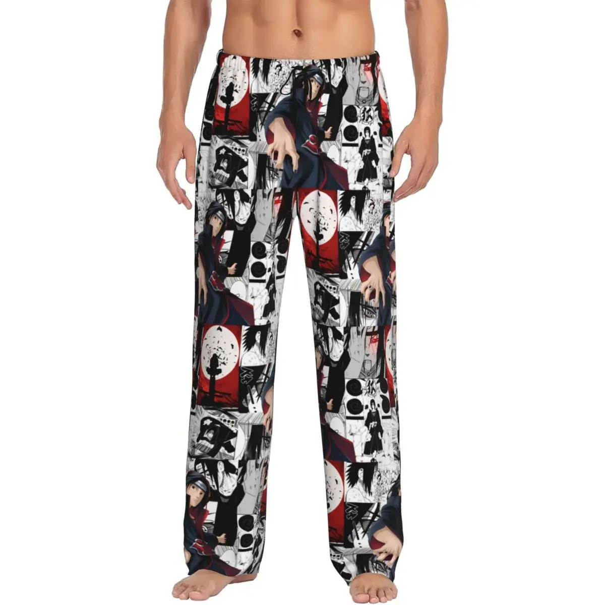 

Custom N-Narutoes Uchihas Sasukes Pajama Pants Men's Vintage Design Comics Sleepwear Lounge Sleep Bottoms Stretch with Pockets