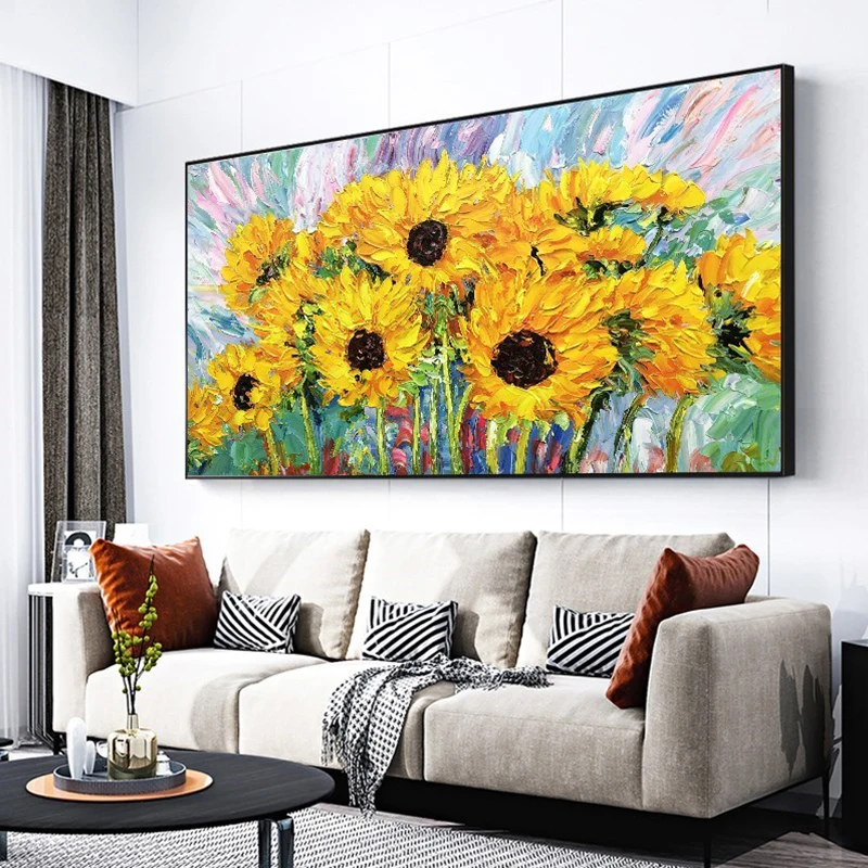 

OQ100% Handmade Van Gogh Style Oil Painting On Canvas Impression Sunflower Wall Art Pictures For Living Room Decor Unframed Gift