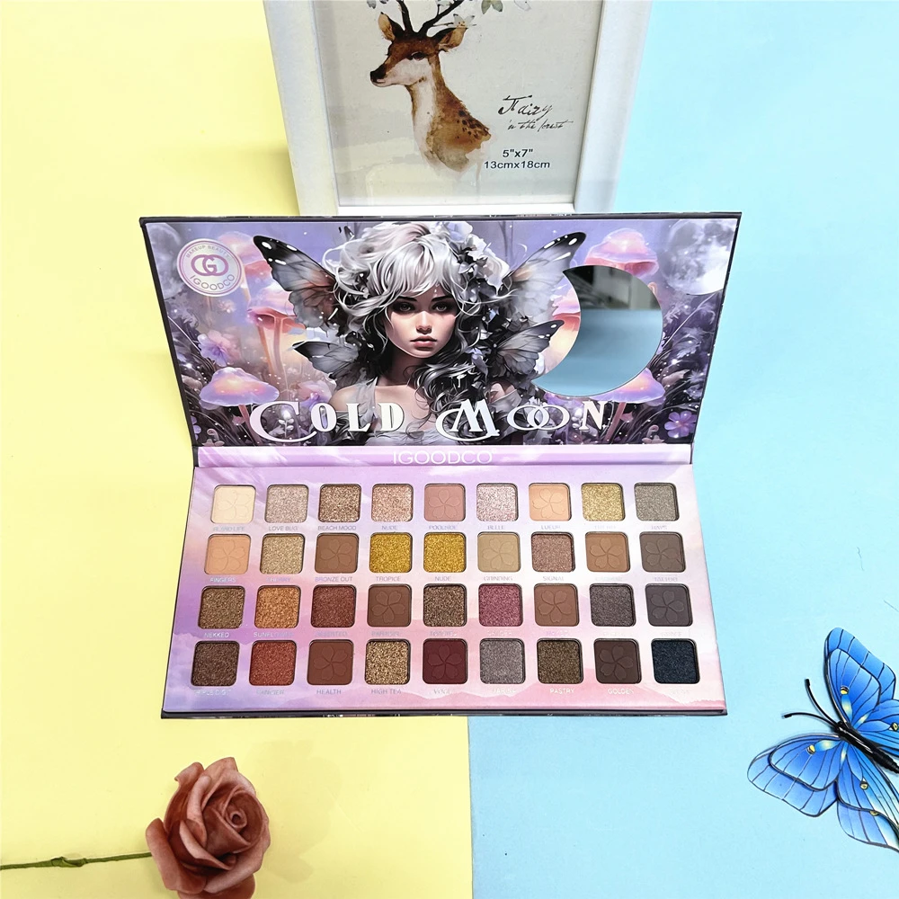 36 colori Flower Fairy Matte Eyeshadow Palette Book con specchio Glitter Blush Pigment Shimmer trucco professionale per il viso degli occhi