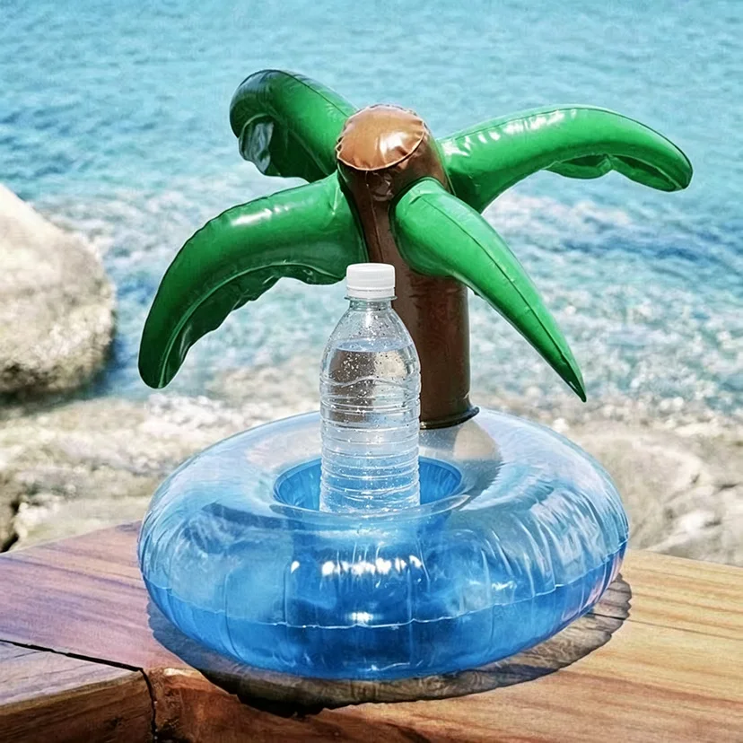 Inflatable Palm Tree Floating Drink Cup Holder Water Float Coaster for Swimming Pool Beach Summer Party Outdoor Water Toy