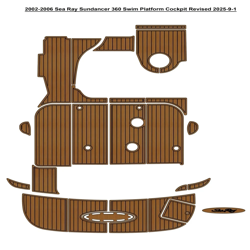 

2002-2006 Sea Ray Sundancer 360 Swim Platform Cockpit Pad Лодка EVA Тиковая пол SeaDek Gatorstep Style Самоклеящаяся V496 8PK1