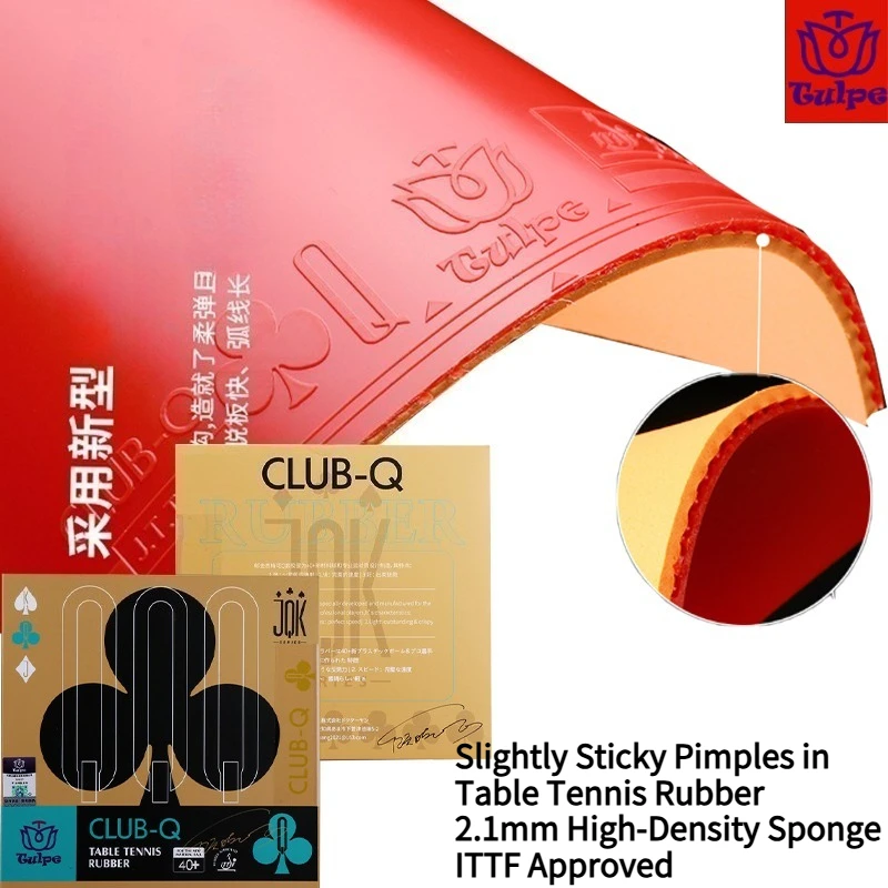 

TULPE ITTF Approved Sticky Table Tennis Rubber Pimples in with 2.1mm High-Density Sponge Heart-K&Plum Blossom Q Ping Pong Rubber