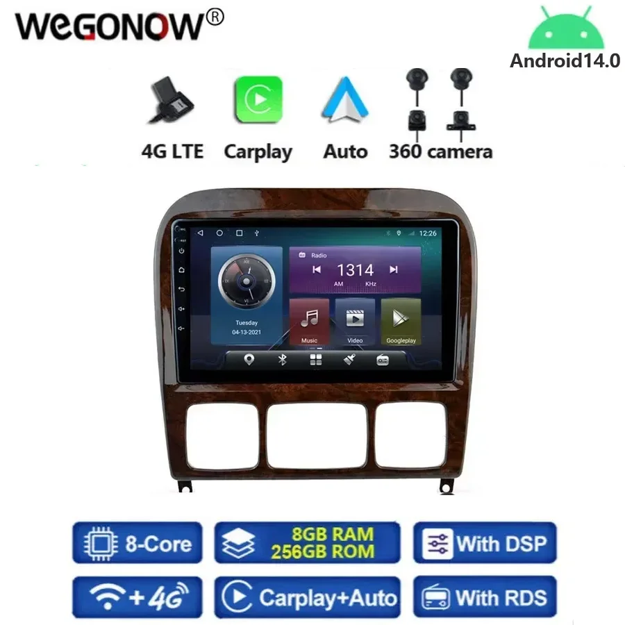 For Benz S Class W220 S280 S320 S350 S400 S430 S500 S600 8G+256G Carplay Android 13 Car DVD Player GPS WIFI Bluetooth RDS Radio