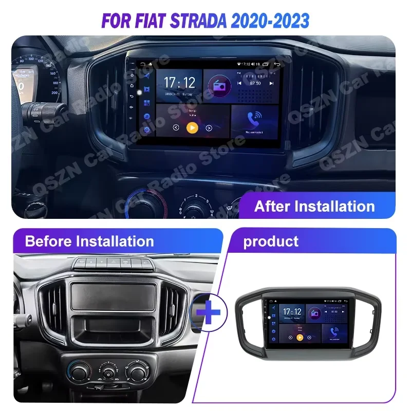 QSZN Android 13 For Fiat Strada 2020 2021 2022 2023 Car Radio Wireless Carplay Multimedia Video Player Stereo GPS Navigation DSP