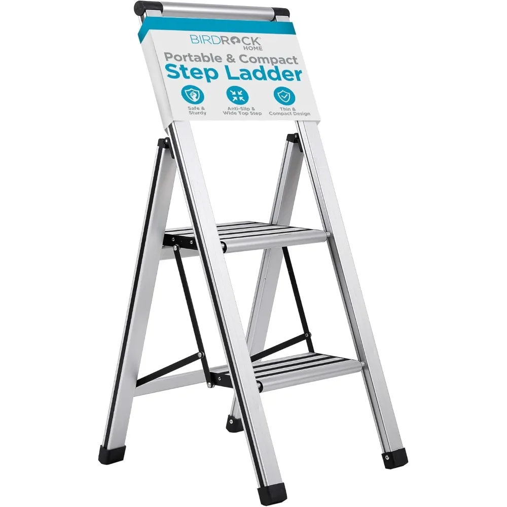 

2 Step Ladder Folding Anti-Slip Step Stool, 250 lb Capacity Lightweight, Slim & Sturdy Design for Household, Kitchen, Garage